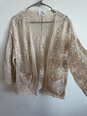 Zara Cream Lace Embroidered Open-Front Girls Kimono. Size 13-14